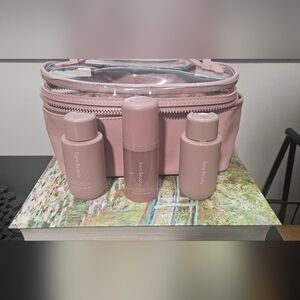 Rare Beauty Find Comfort Mauve Cosmetic Bag with Lotions And Fragrance Mist